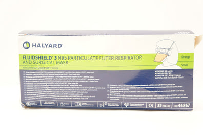 Halyard 46867 Fluidshield 3 N95 Particulate Filter Respirator & Mask - Box of 35